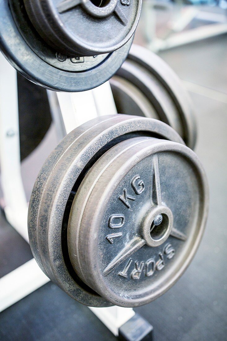 Close-up of weight plates