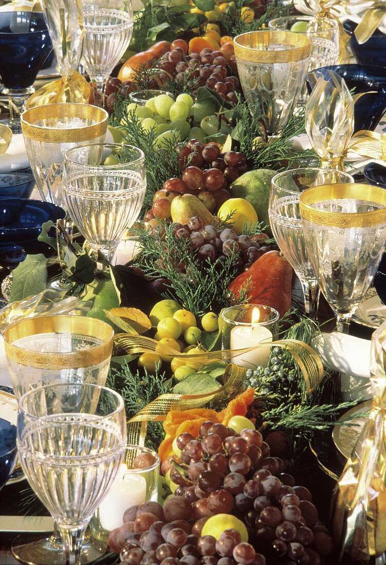 Table Setting with Fruit as Decorations