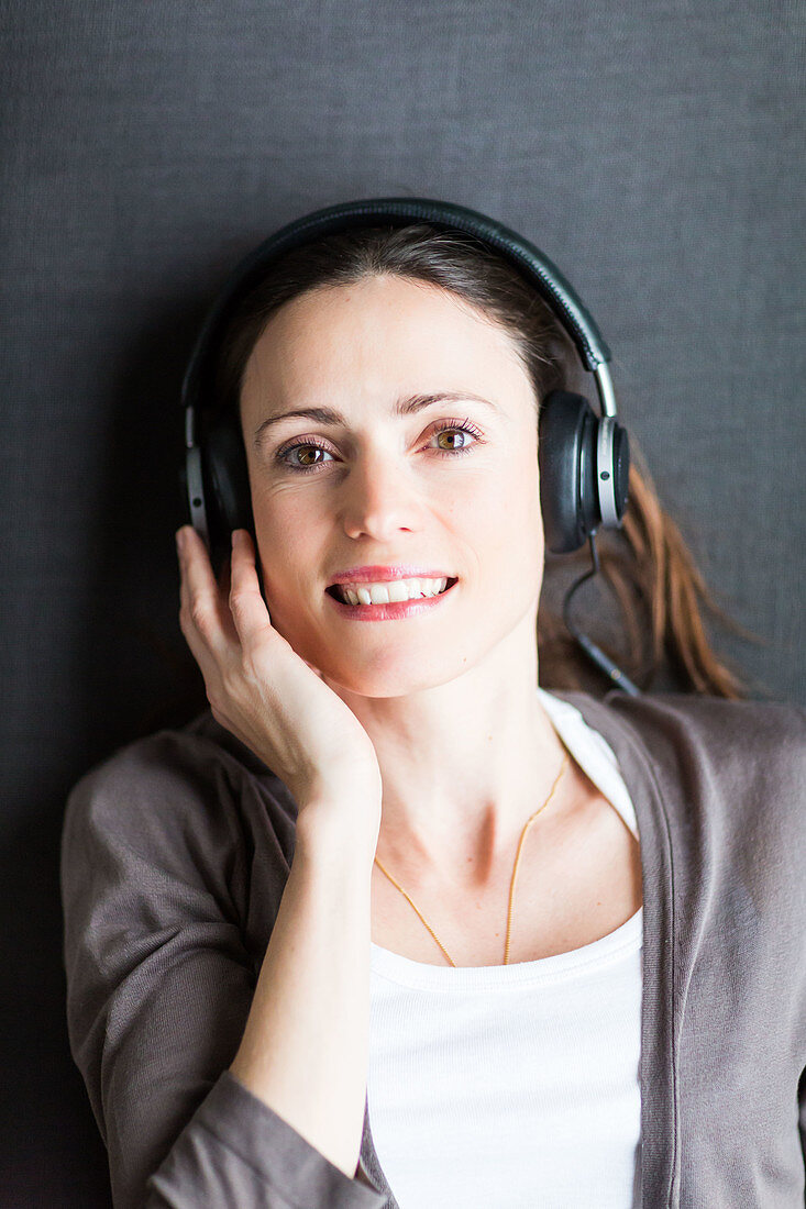 Woman using headphones