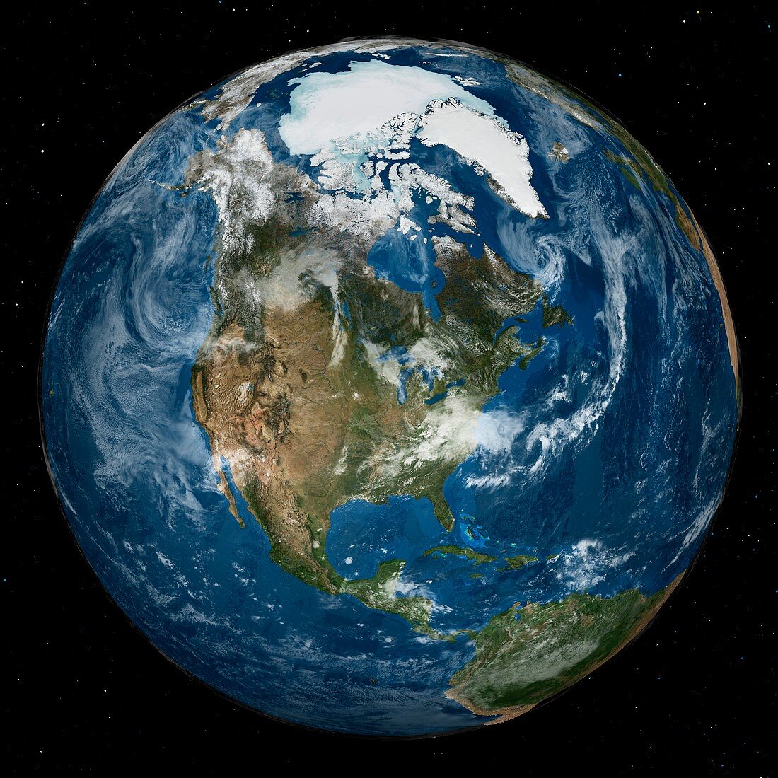 Arctic and North America, satellite image