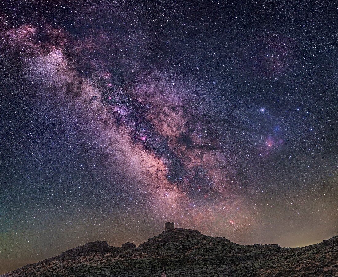 Milky Way over a castle