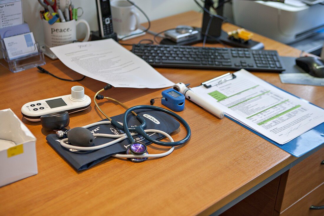 Doctor's desk and equipment