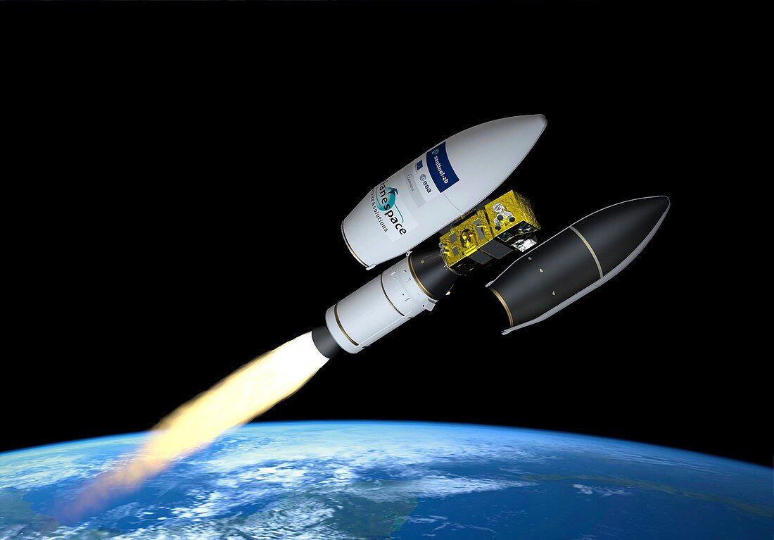 Launch of the Sentinel-2B satellite, illustration