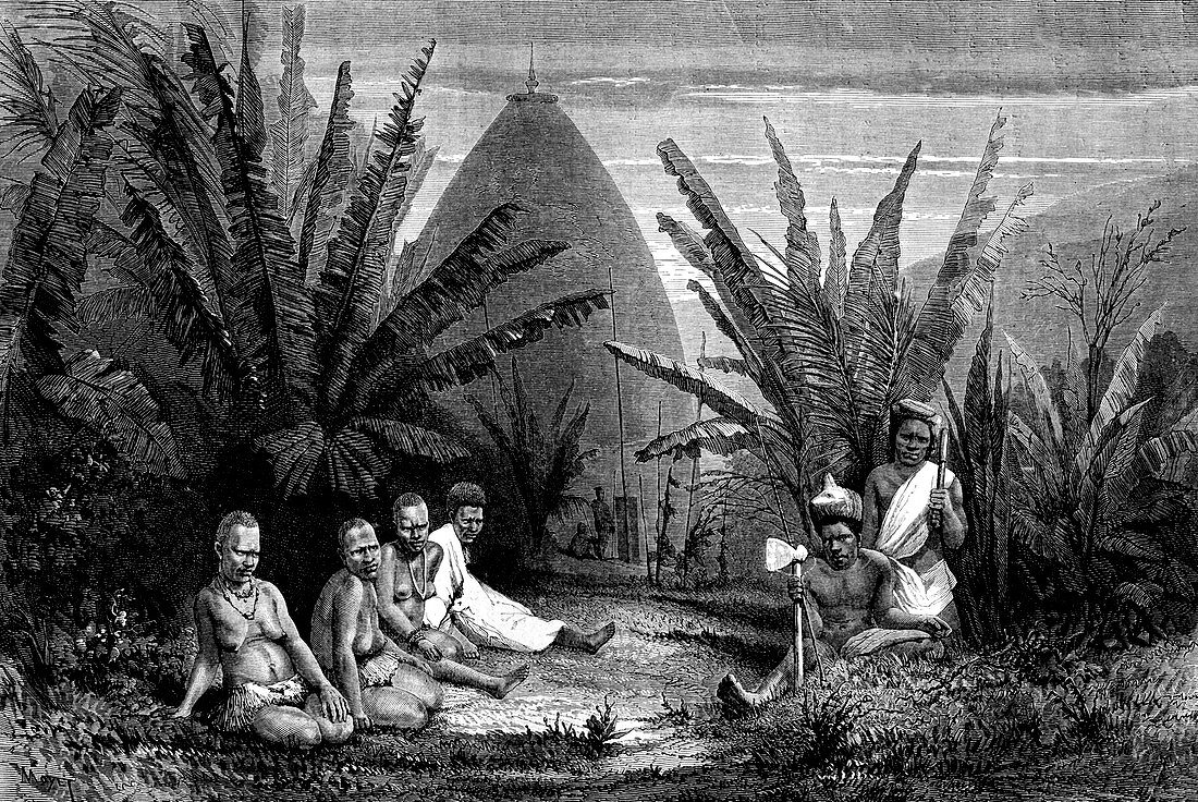 19th Century New Caledonian tribe, illustration