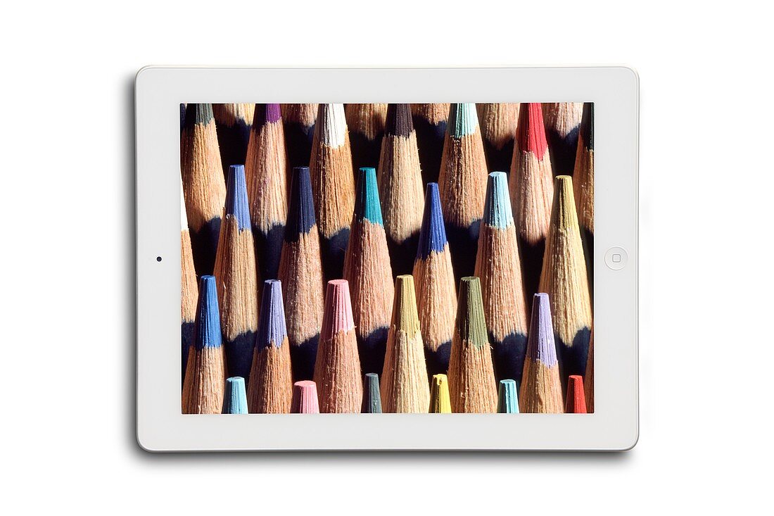Image of pencils on a tablet display