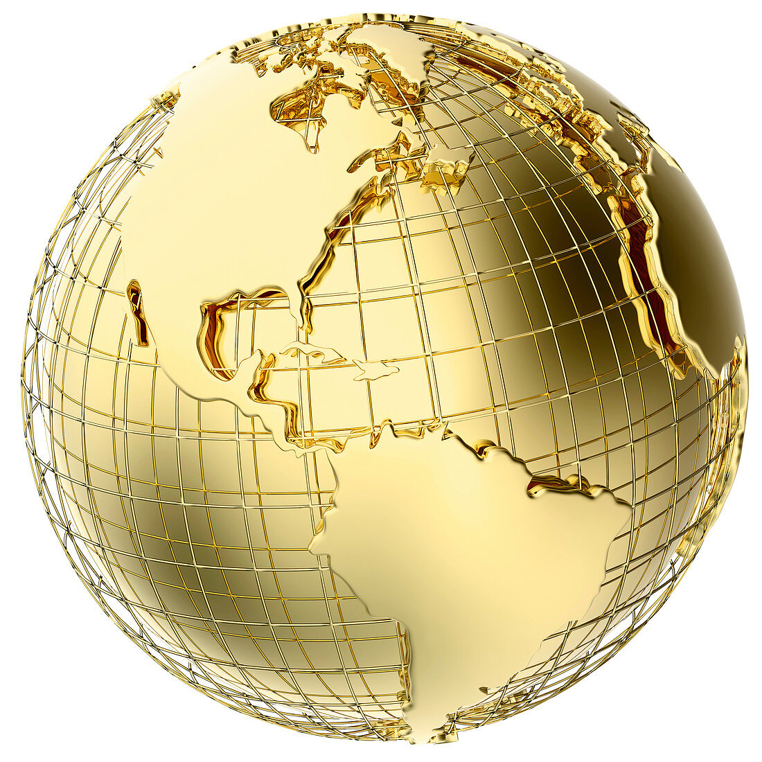 Gold globe showing the Americas