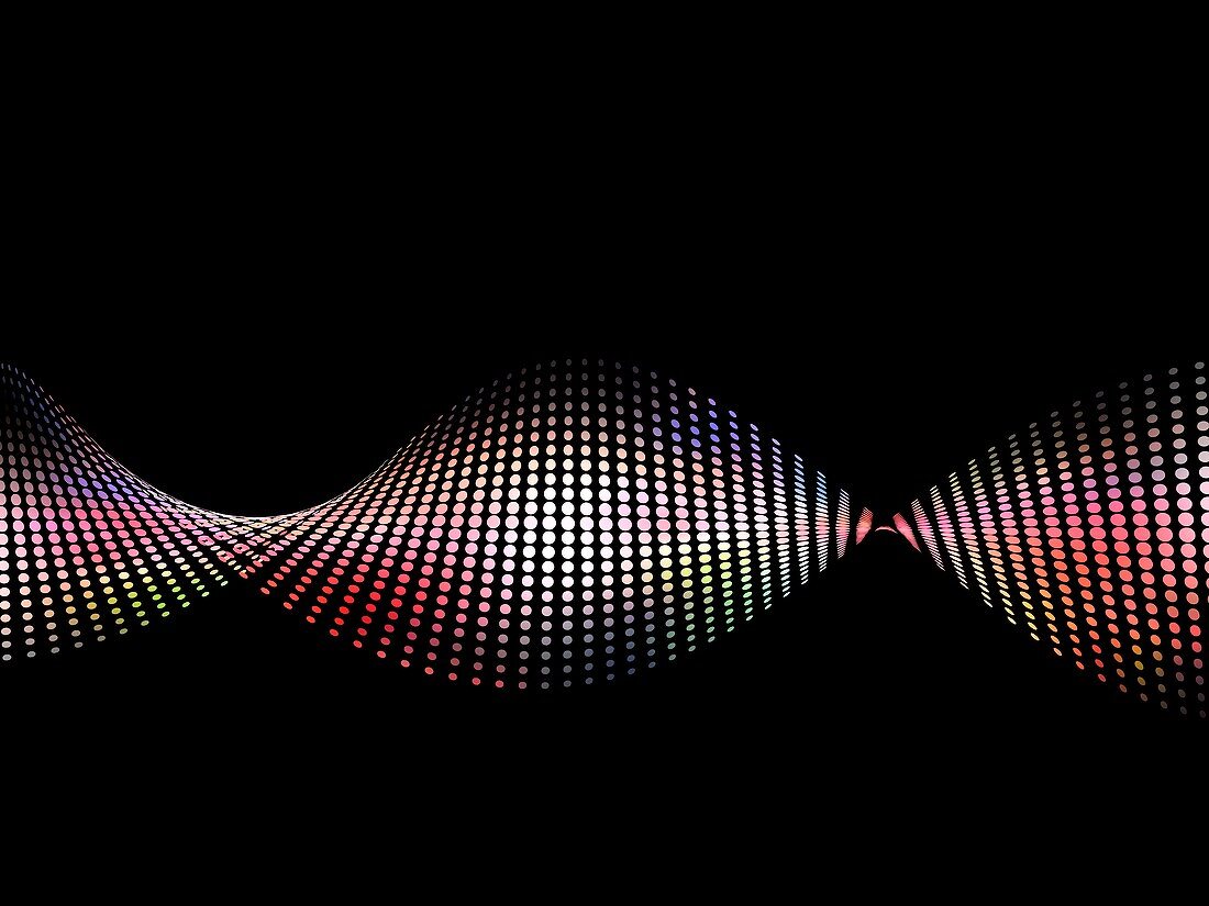 Abstract wave made of coloured dots, illustration