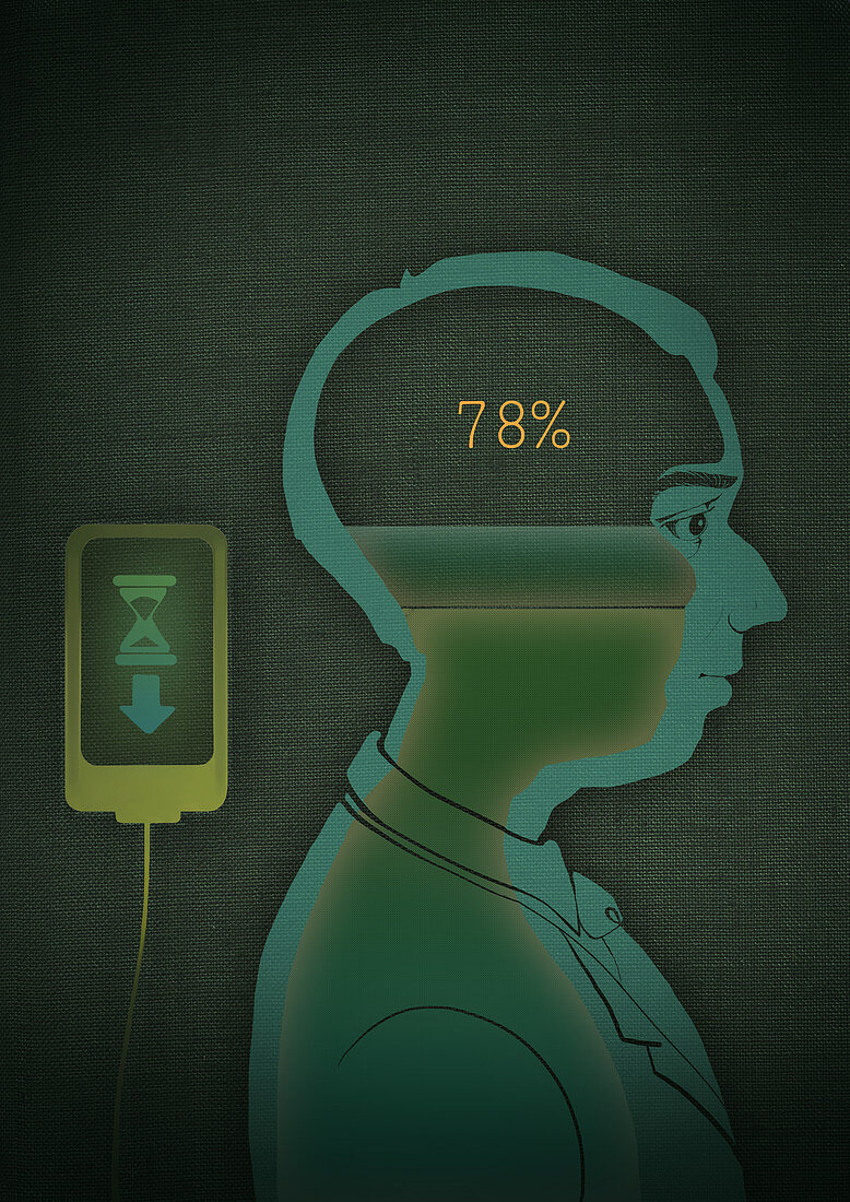Data being uploaded to brain, illustration