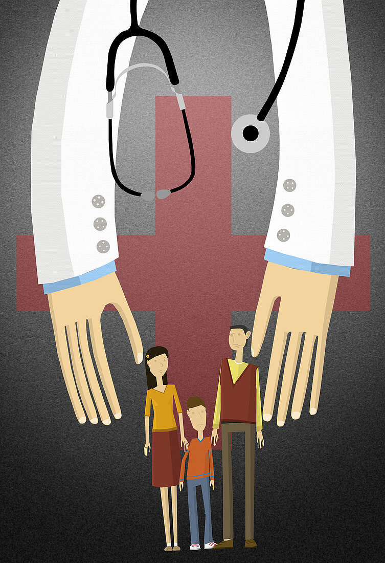 Illustration of a family covered under medical insurance