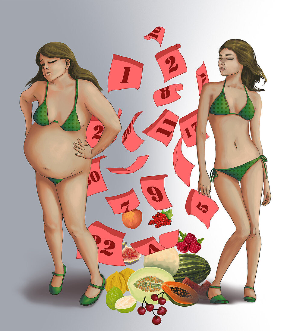 Conceptual illustration of healthy dieting