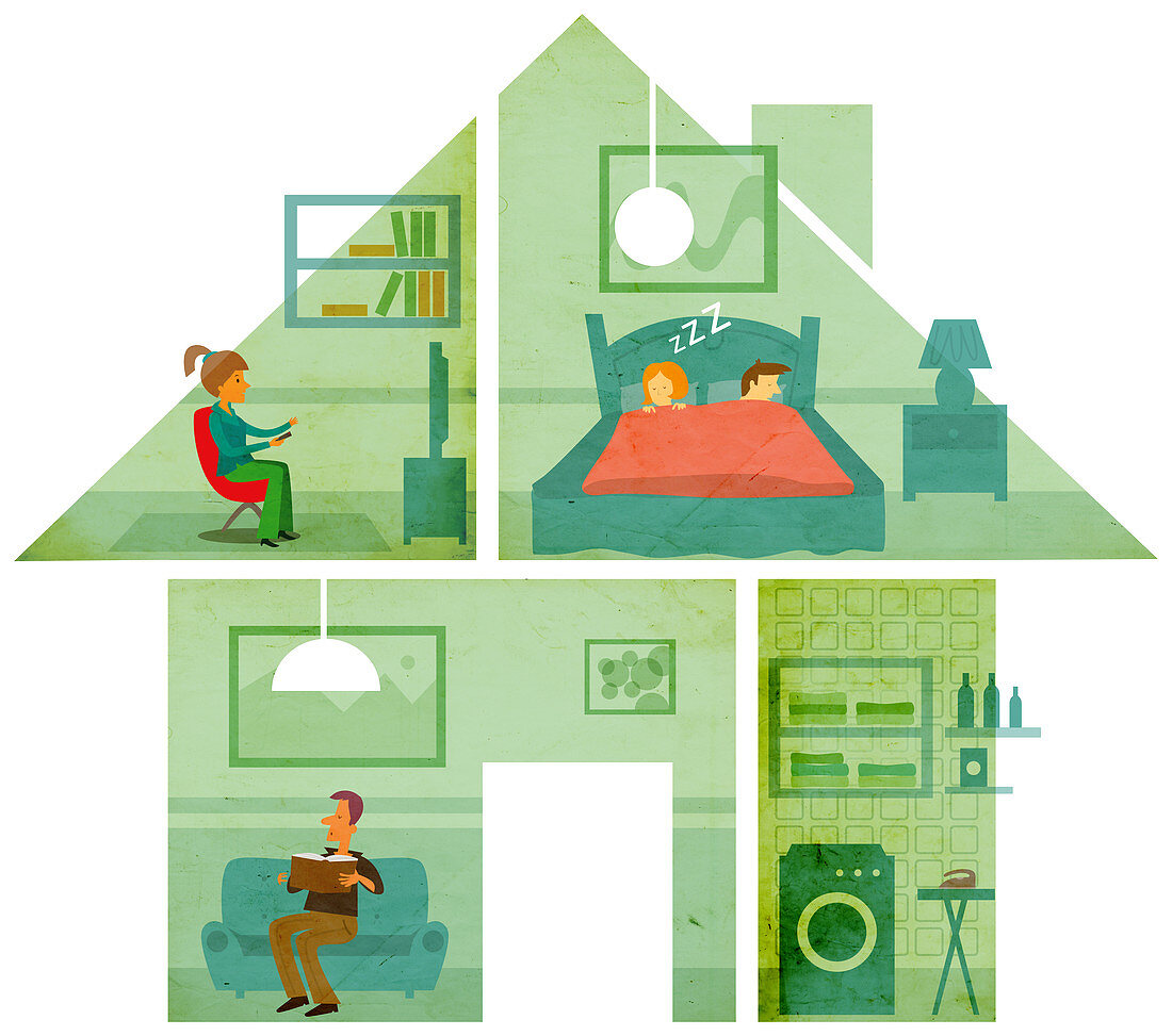 Illustration of family at home