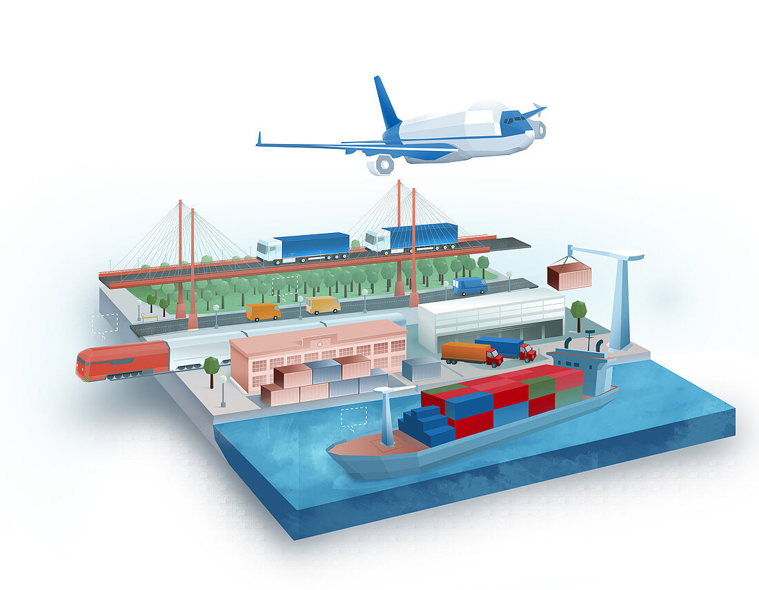 Illustration of global logistic concept