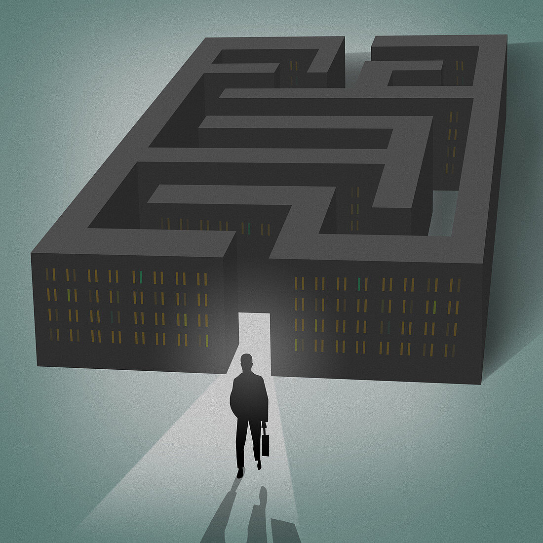 Illustration of businessman coming out of a maze