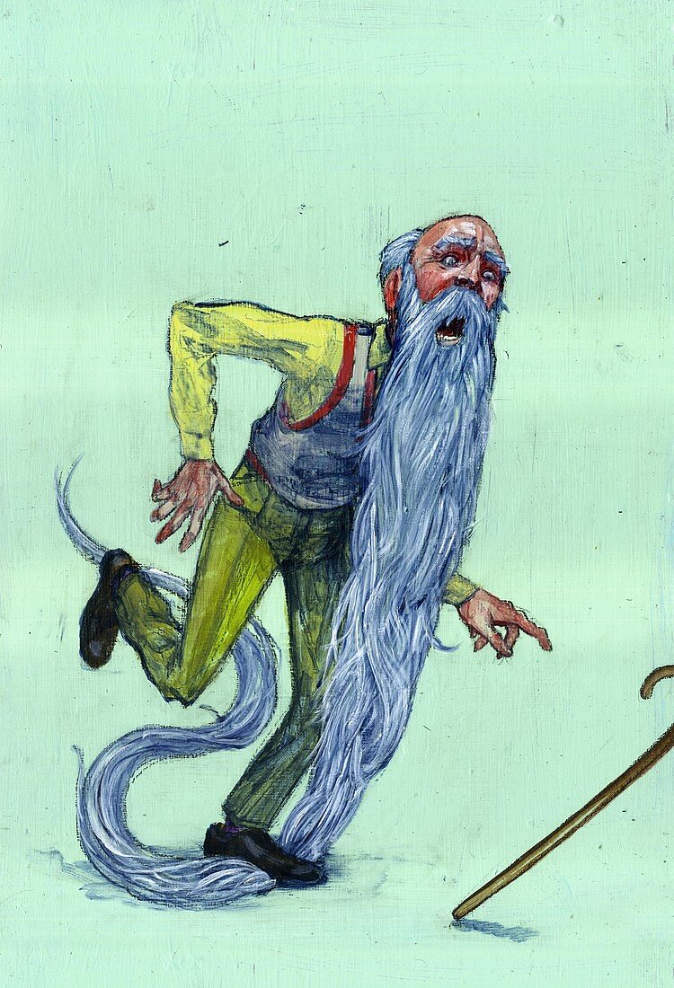 Illustration of senior man about to fall