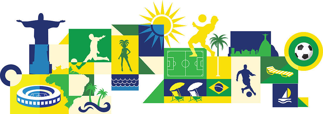Illustration of sports and attractions in Brazil