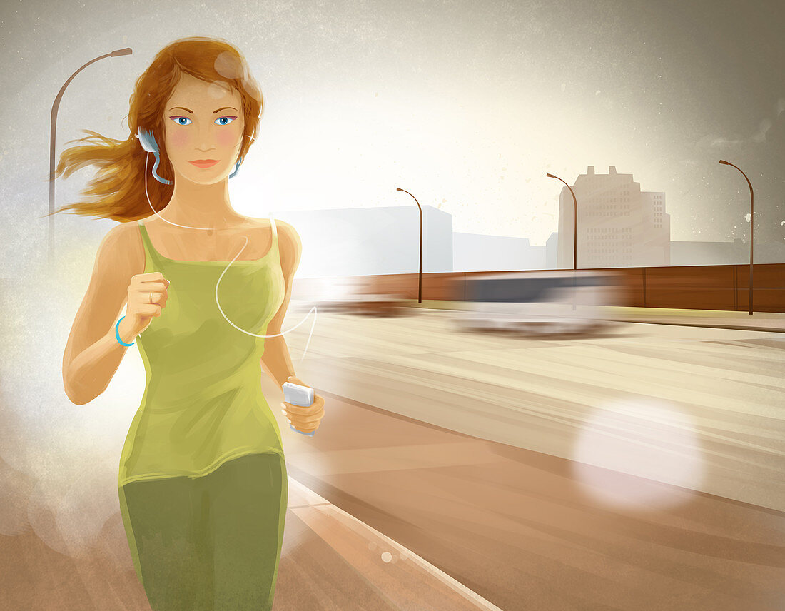 Illustration of young woman jogging