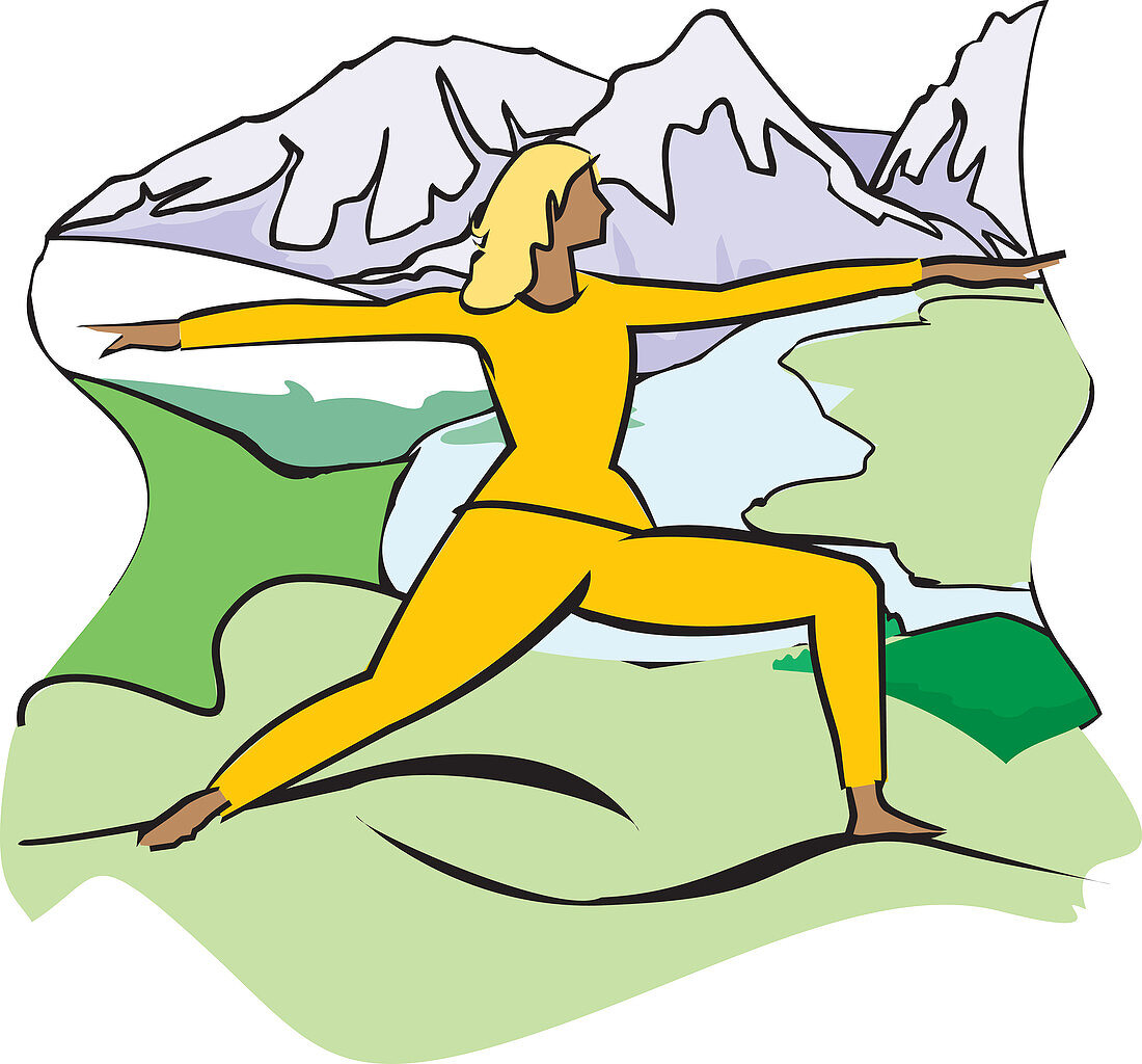 Woman exercising outdoors, illustration