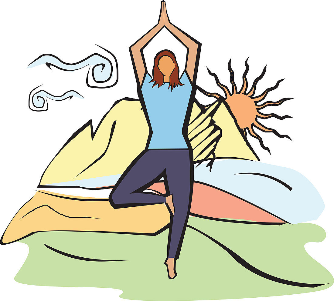Woman practicing yoga, illustration