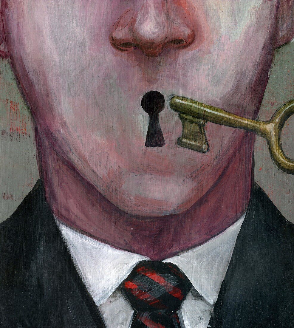 Male executive with key, illustration