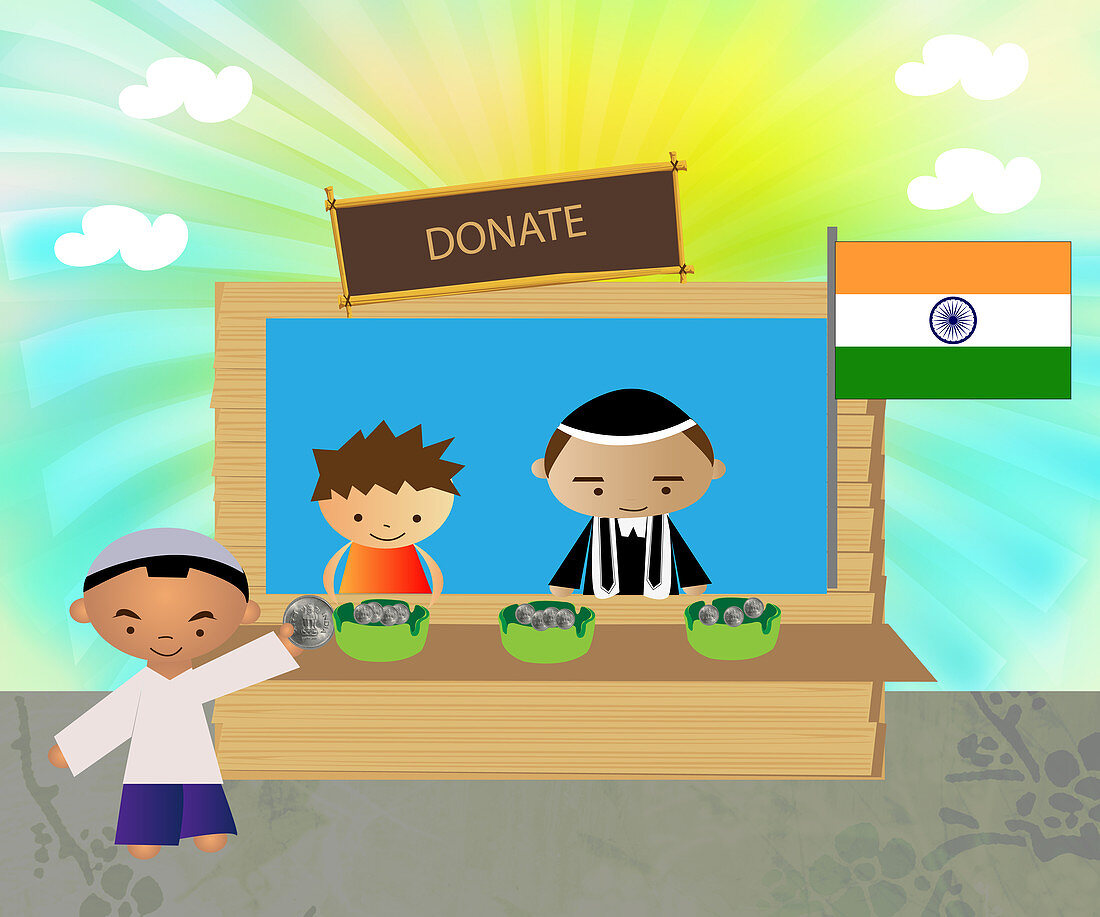 Man donating for country, illustration