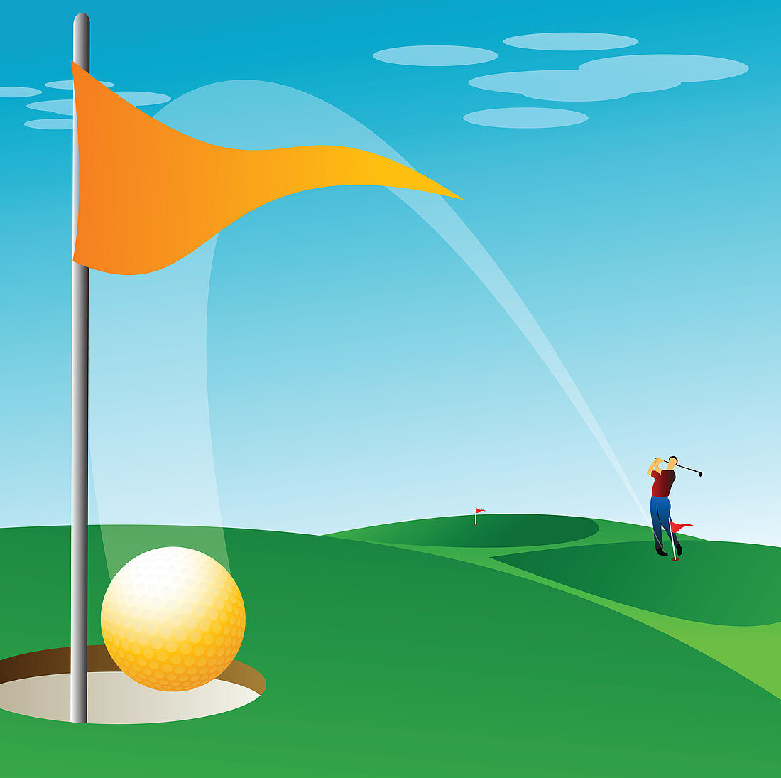 Man playing golf, illustration