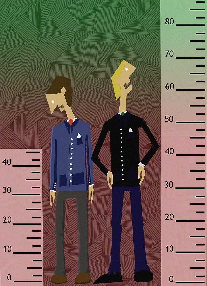 Men analysing their performance, illustration