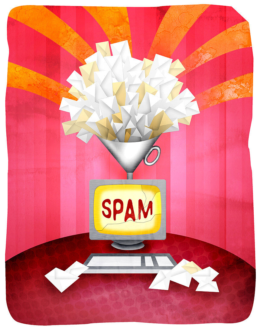 Spam mails with desktop PC, illustration