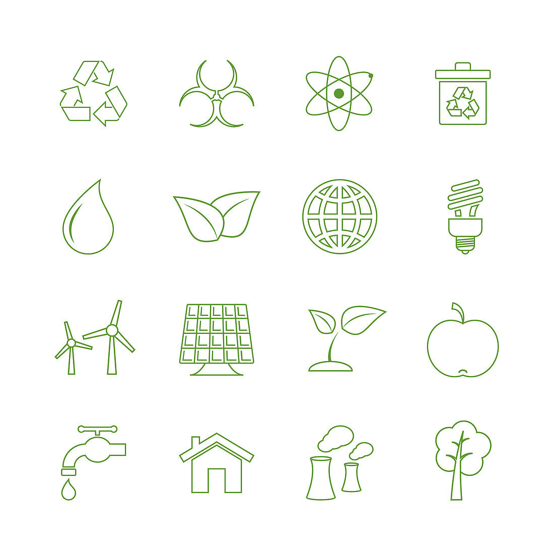 Green and energy icons, illustration