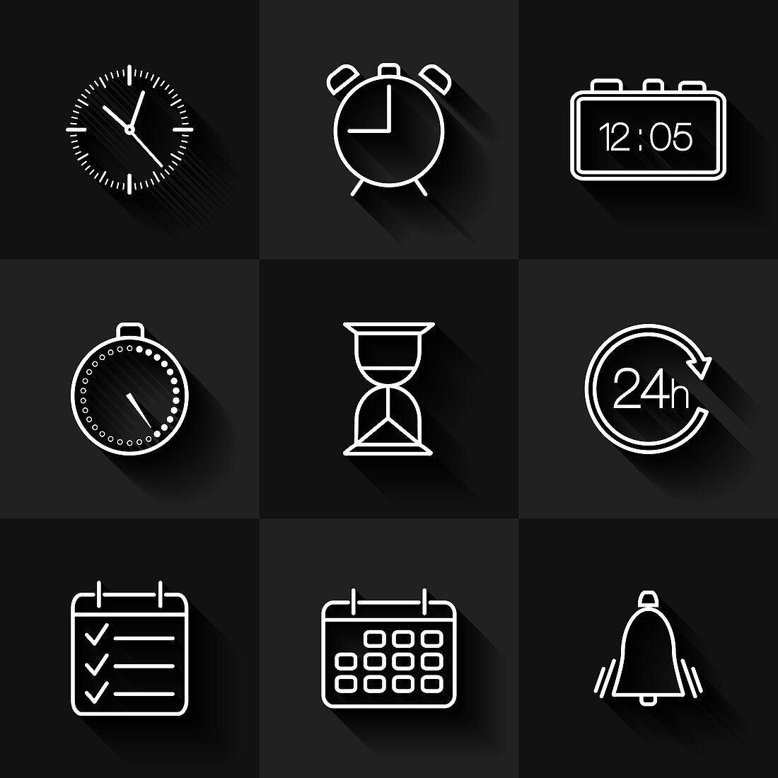 Date, time and calendar icons, illustration