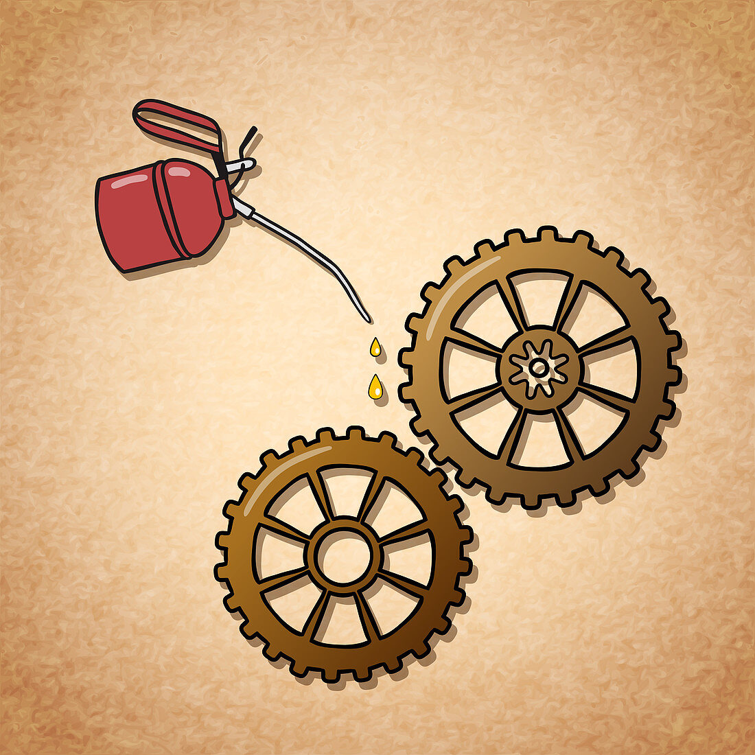 Oiling cogs, illustration