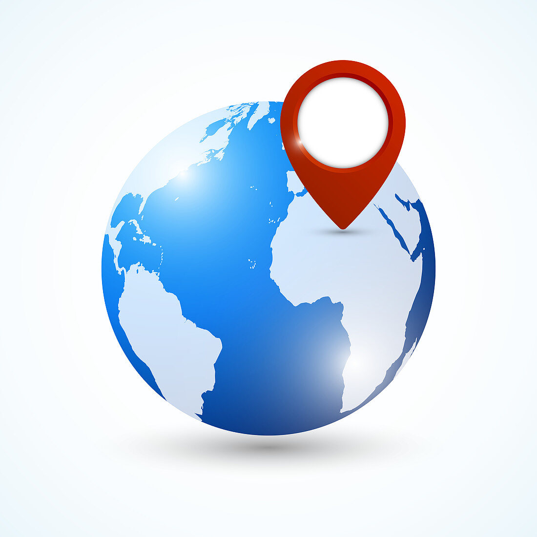Globe with location pin, illustration