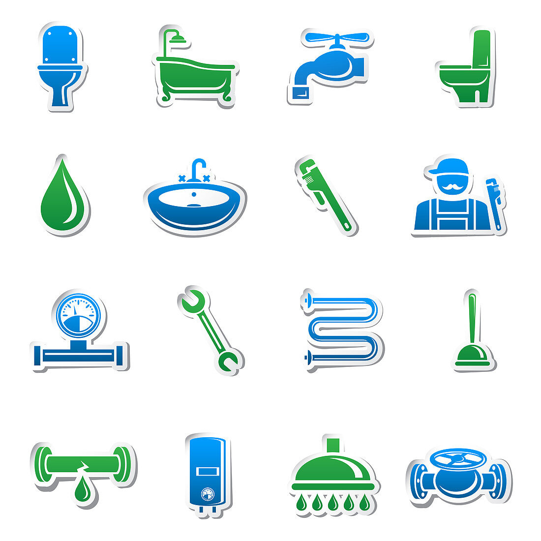 Plumbing icons, illustration