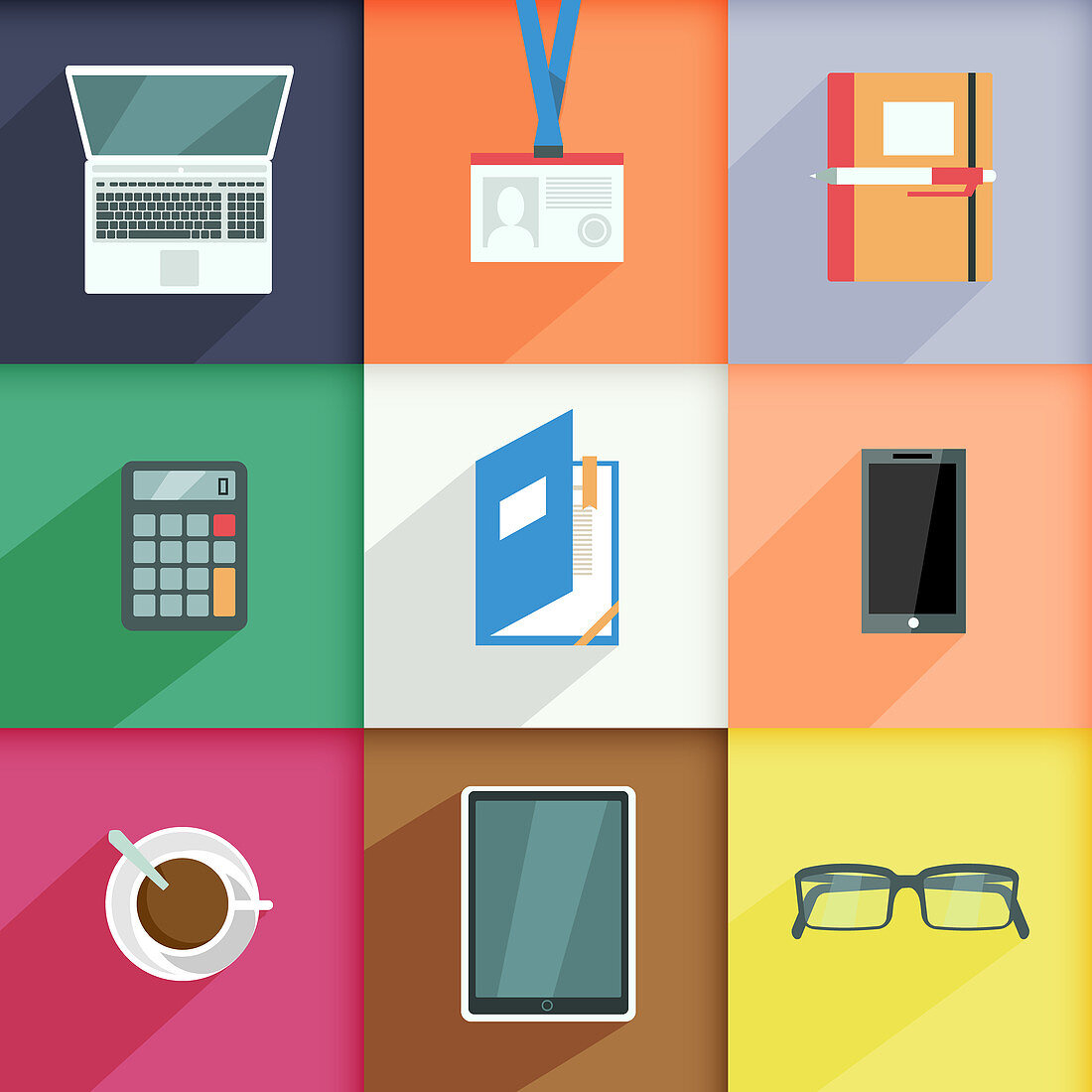 Workplace icons, illustration