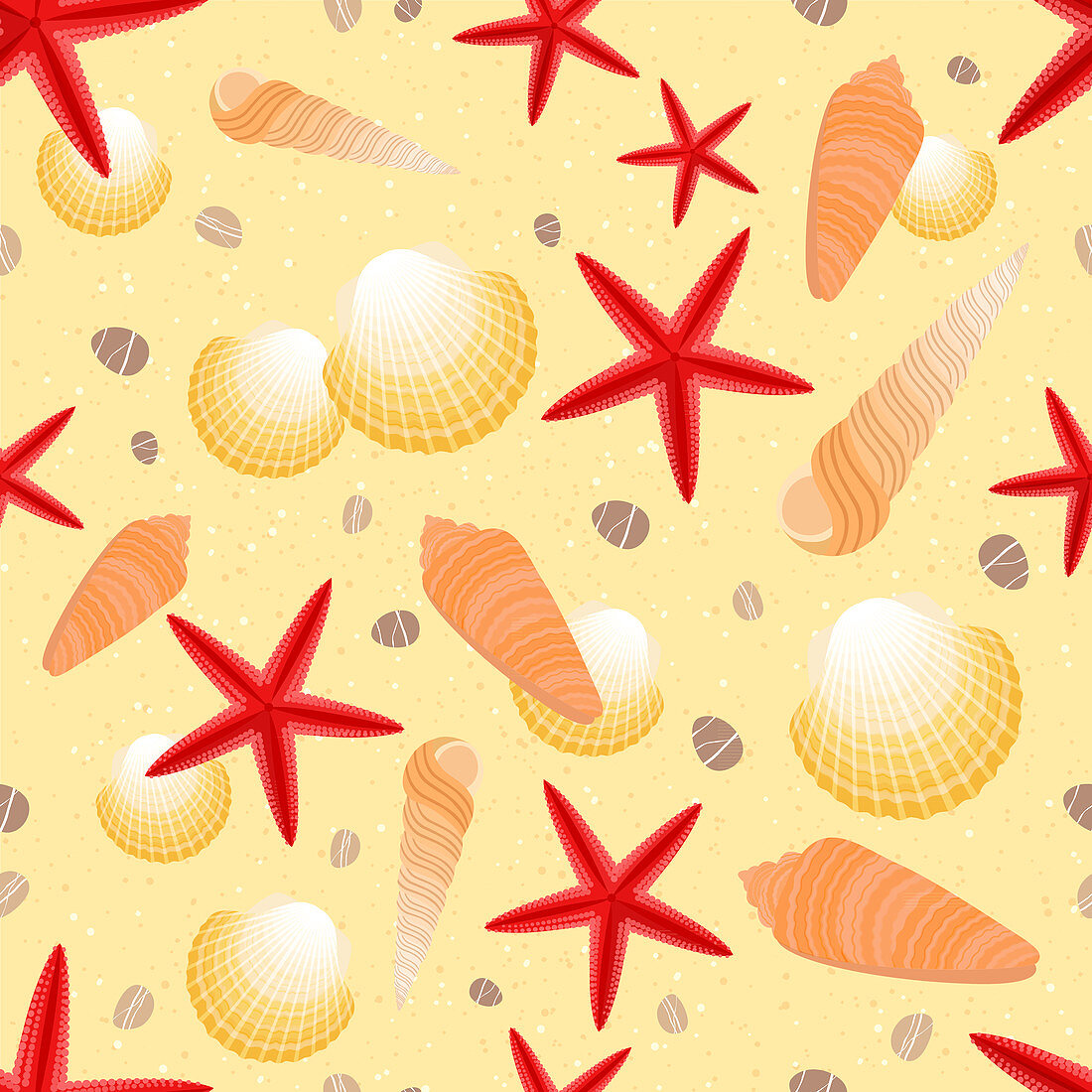 Seashells and starfish, illustration
