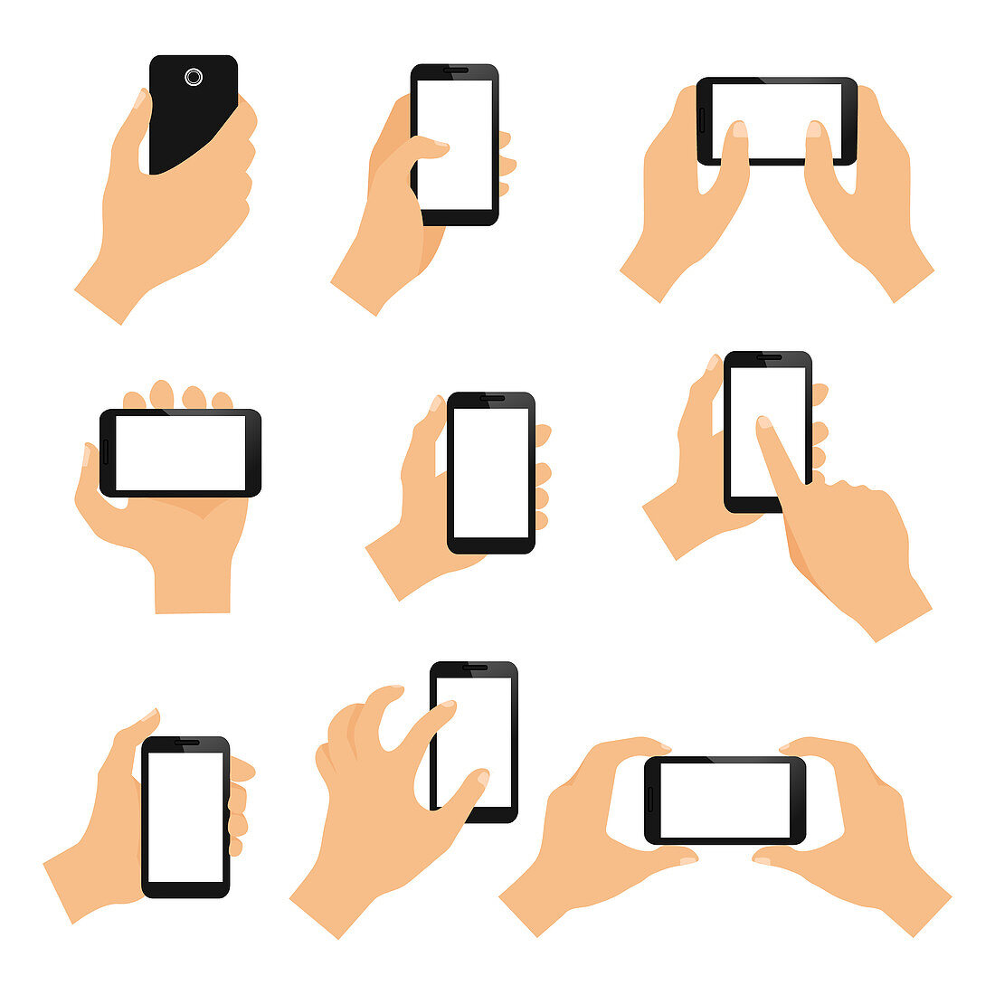 Touch screen hand gestures, illustration