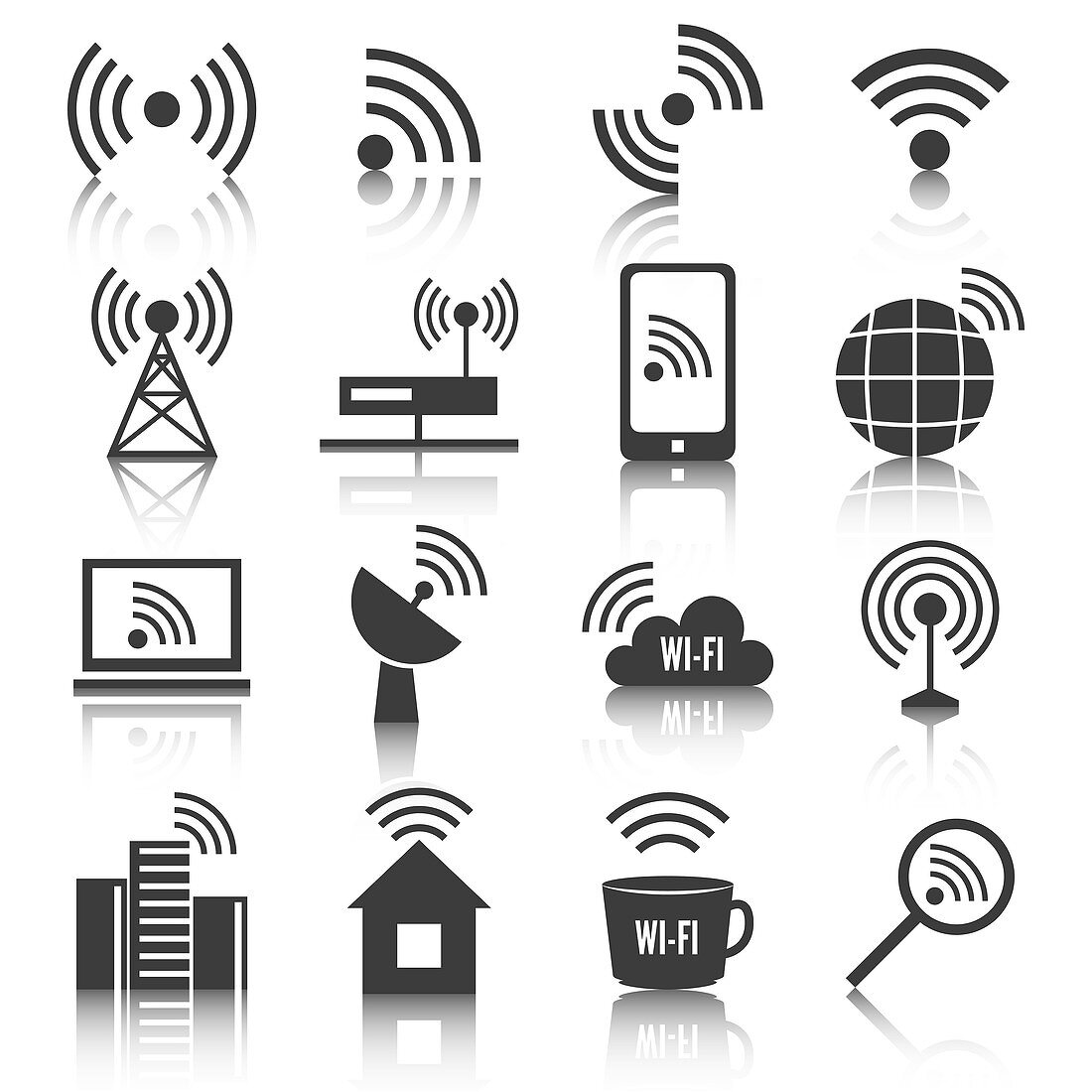 Wireless communication icons , illustration