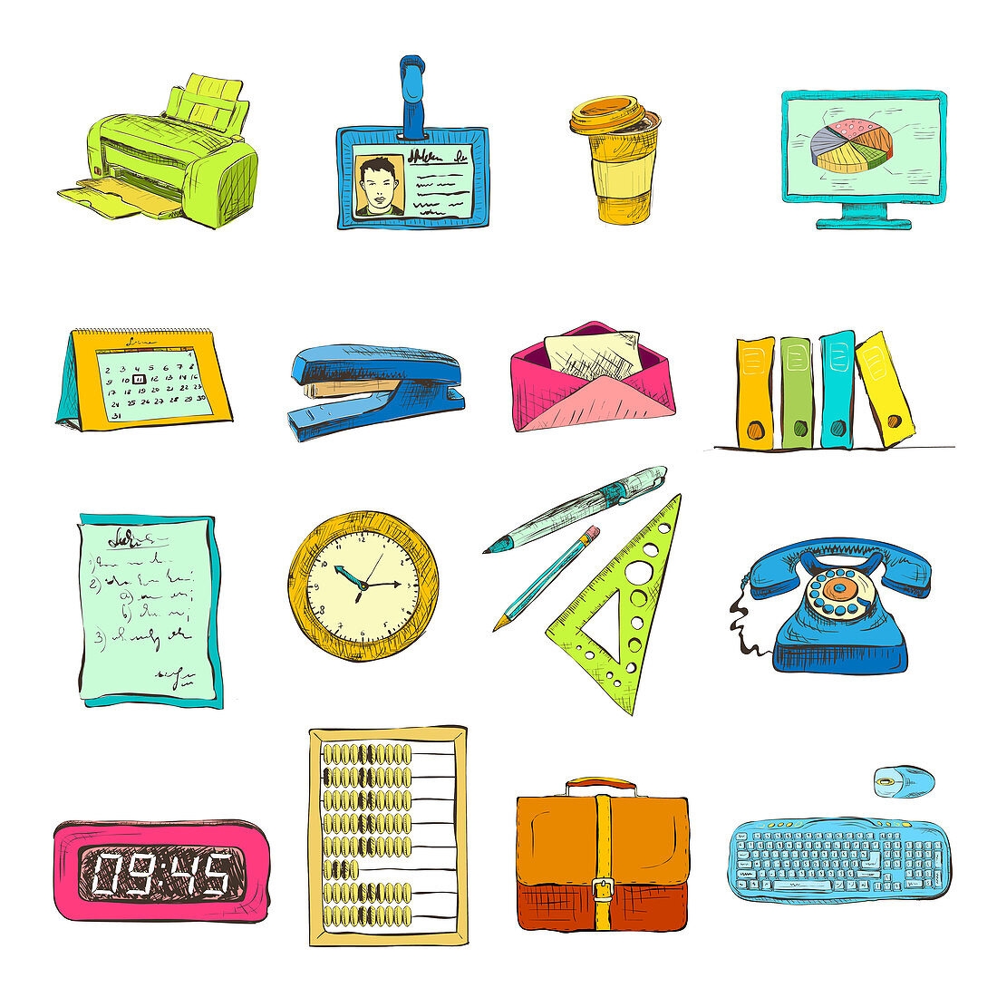 Office supplies, illustration