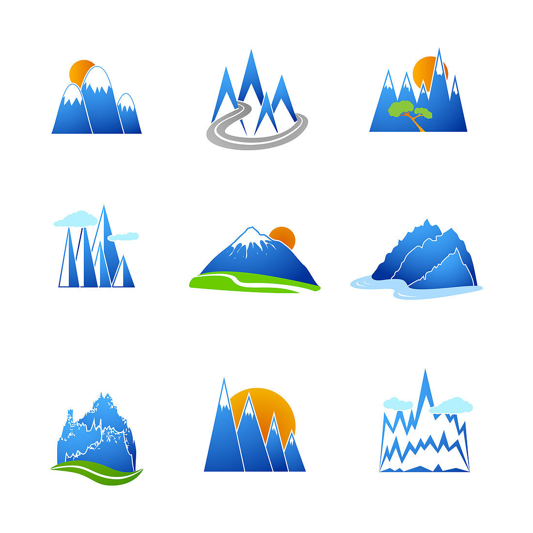 Mountain icons, illustration