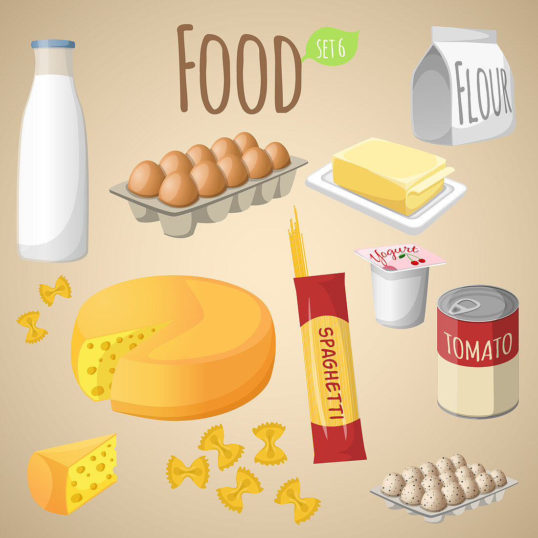 Food items, illustration