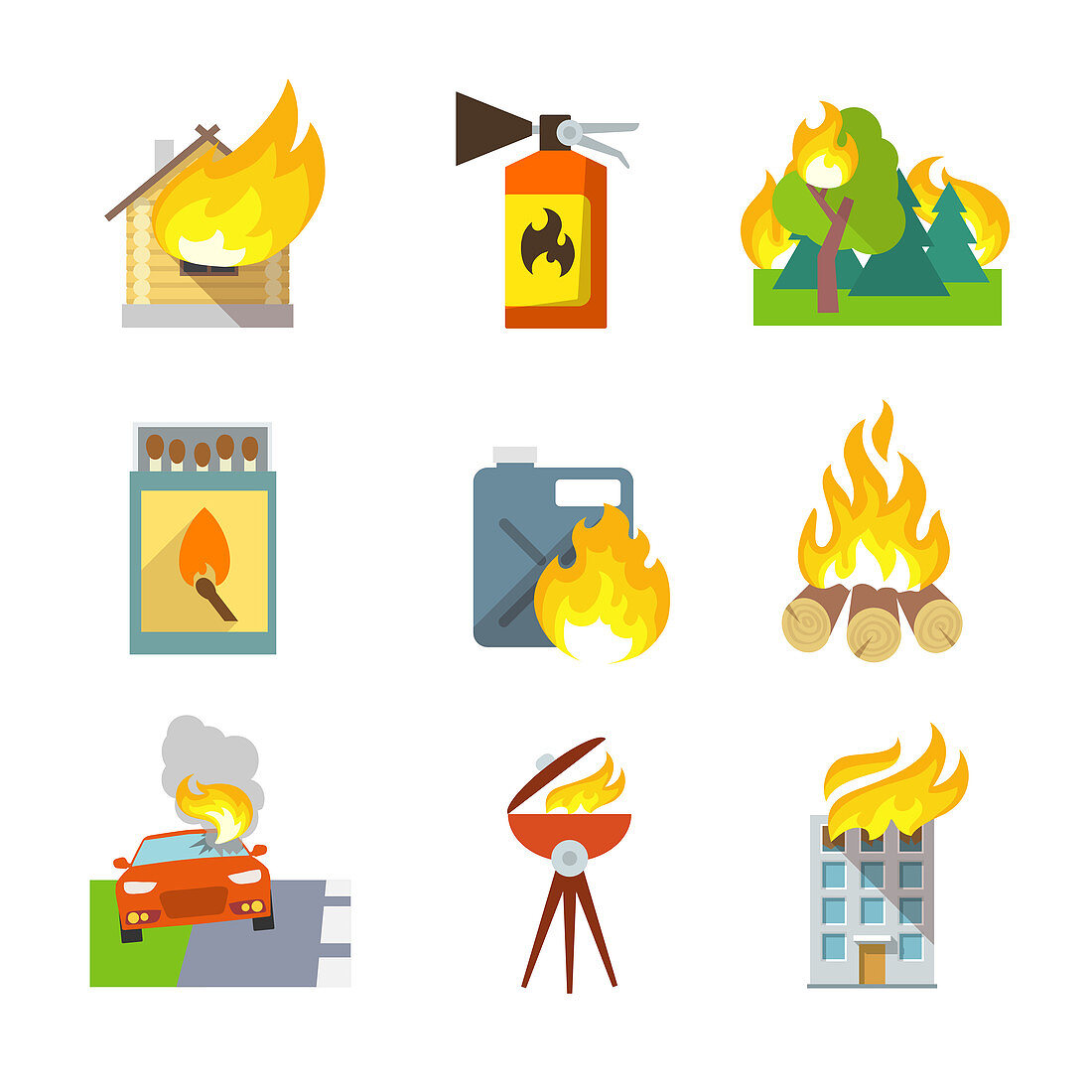 Fire icons, illustration
