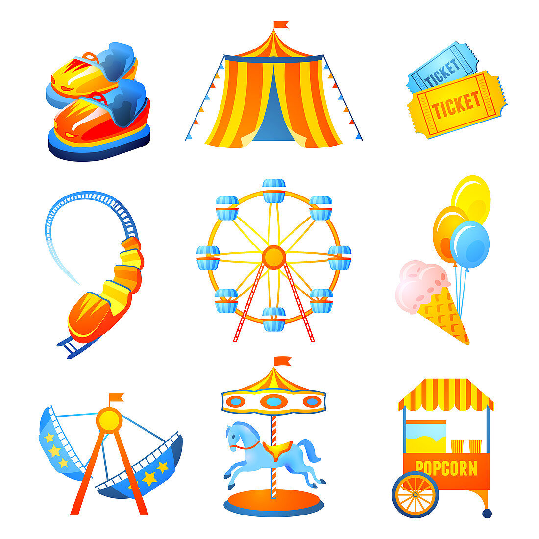 Fairground icons, illustration