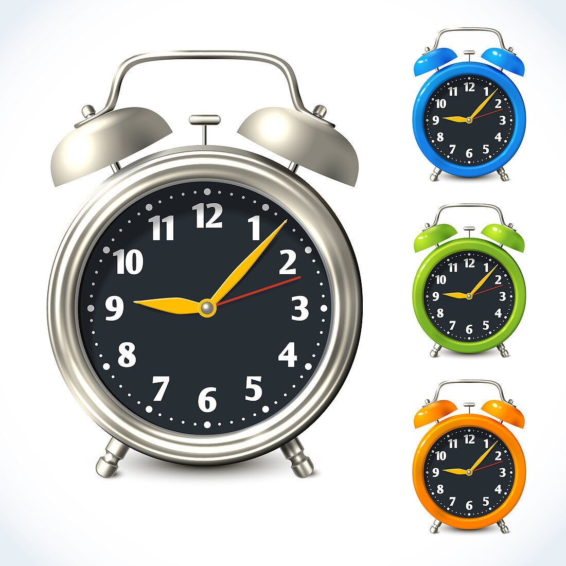 Alarm clocks, illustration