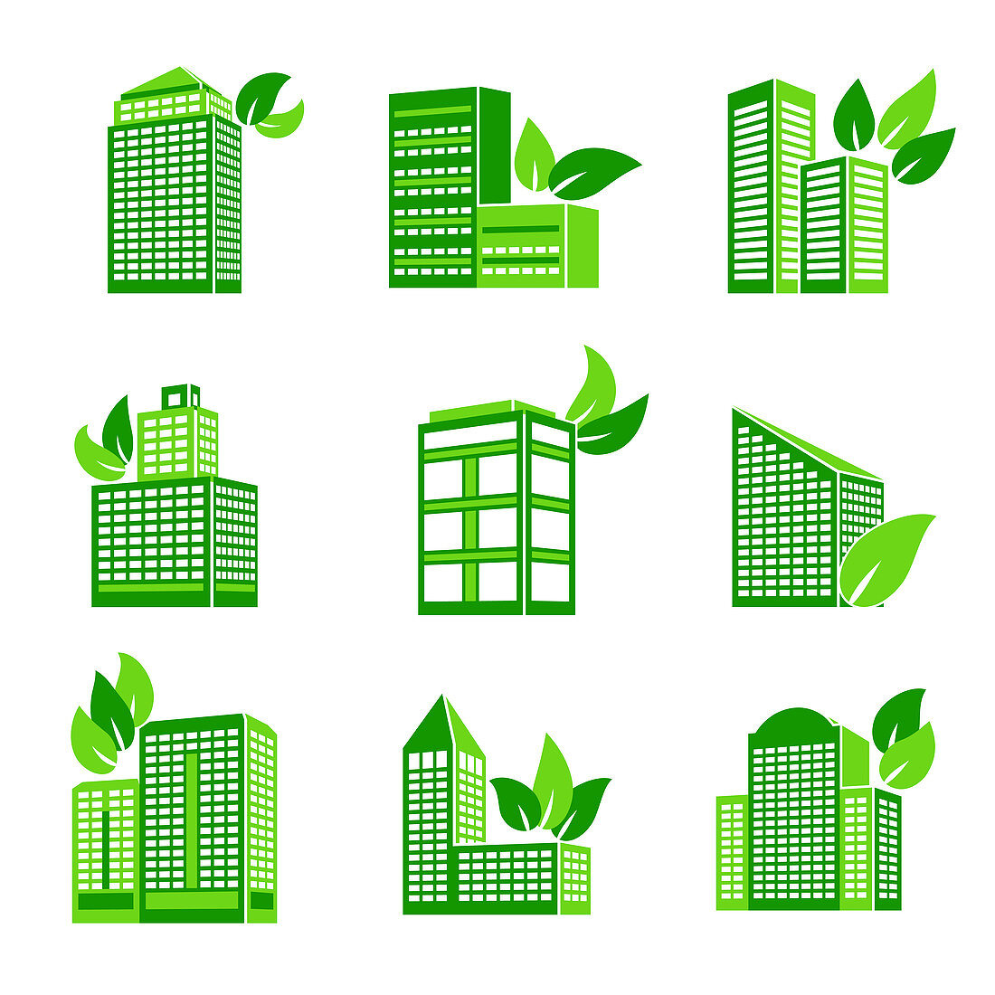 Green office buildings, illustration