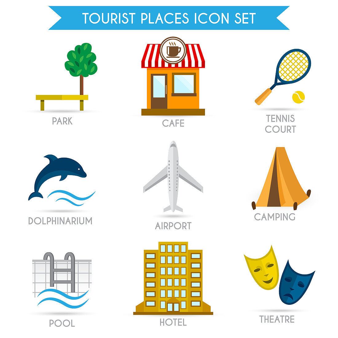 Tourism icons, illustration