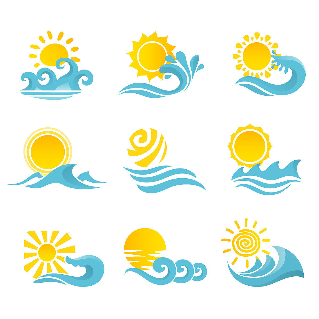 Sun and wave icons, illustration