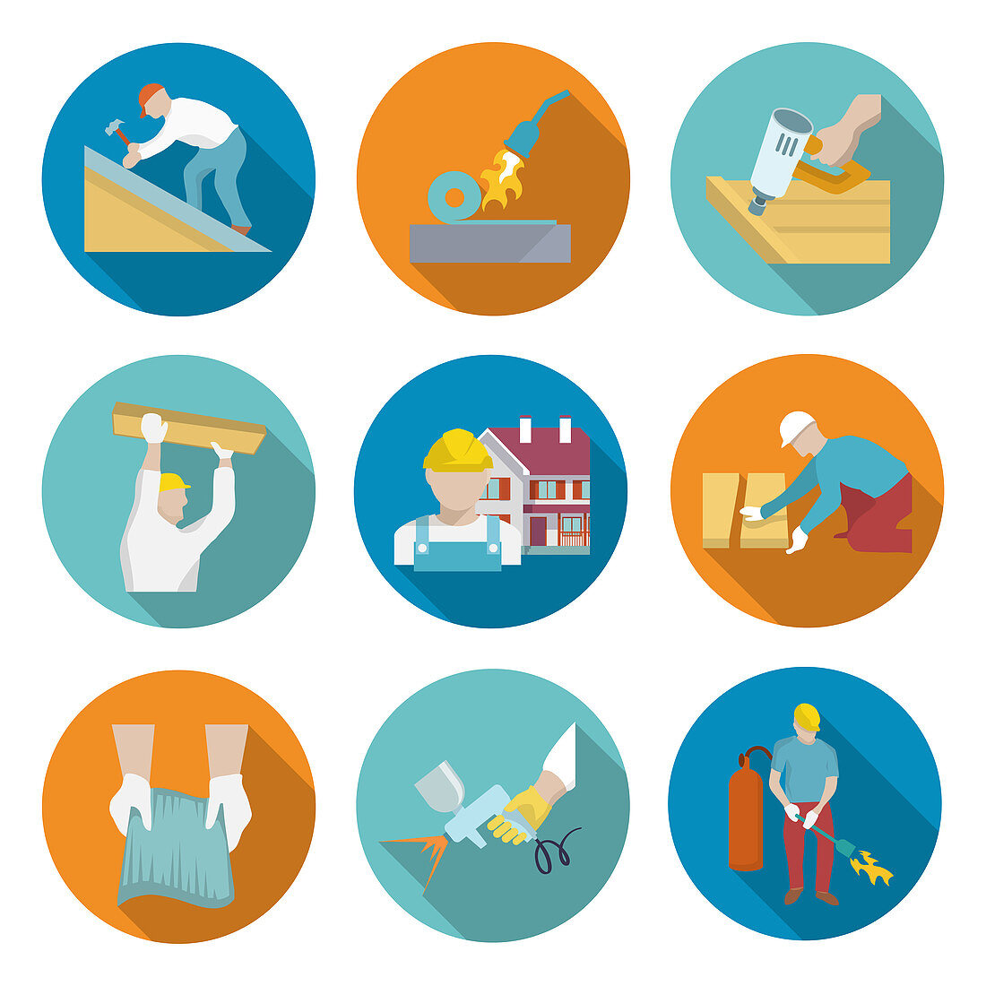 Roofing icons, illustration
