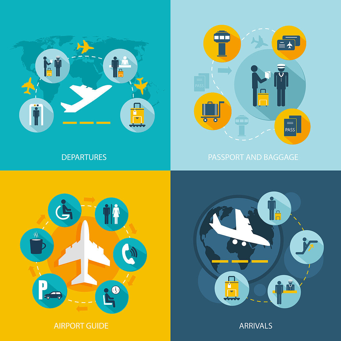 Airport icons, illustration