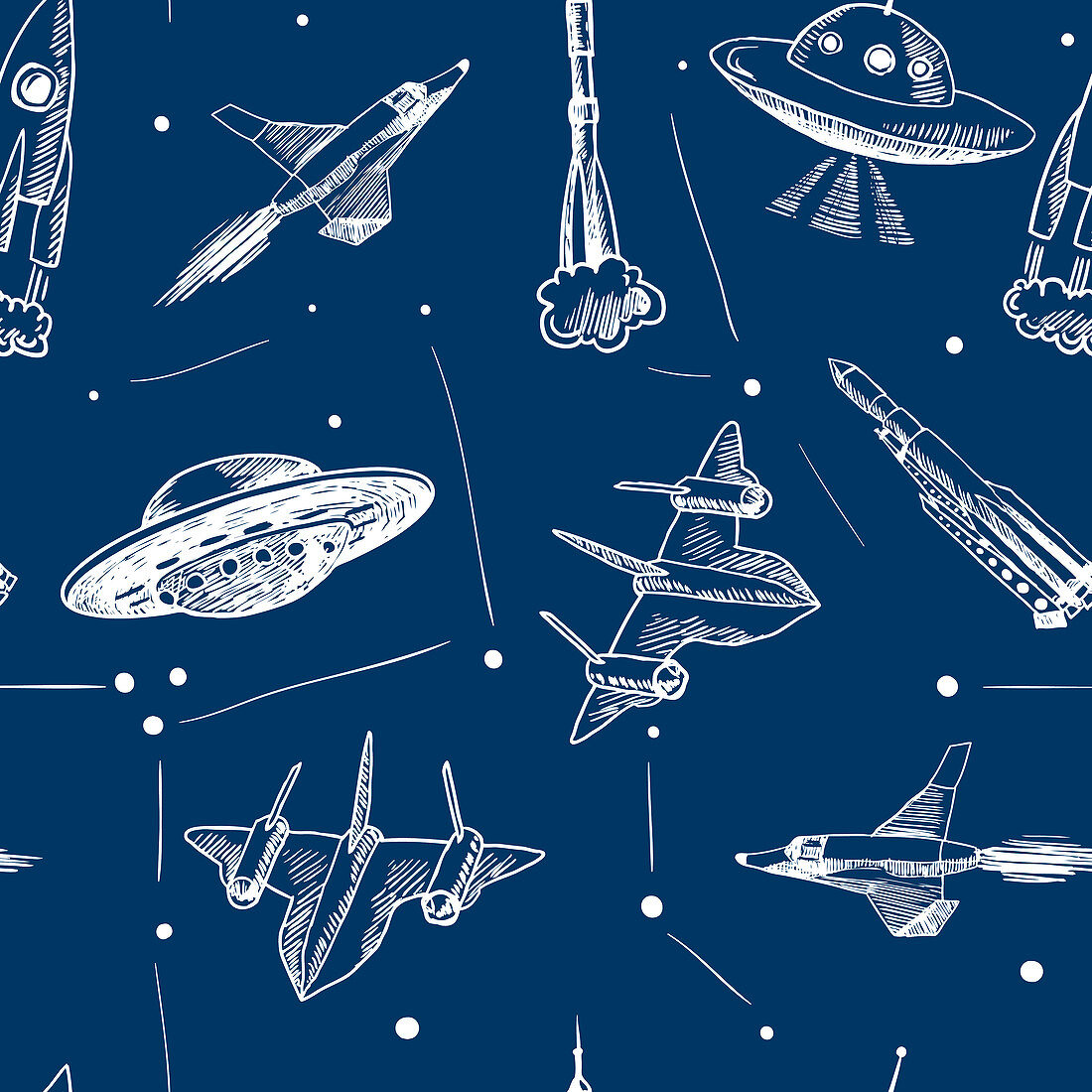 Spaceships and UFOs, illustration