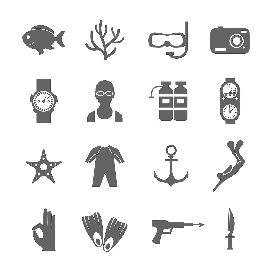 Diving icons, illustration