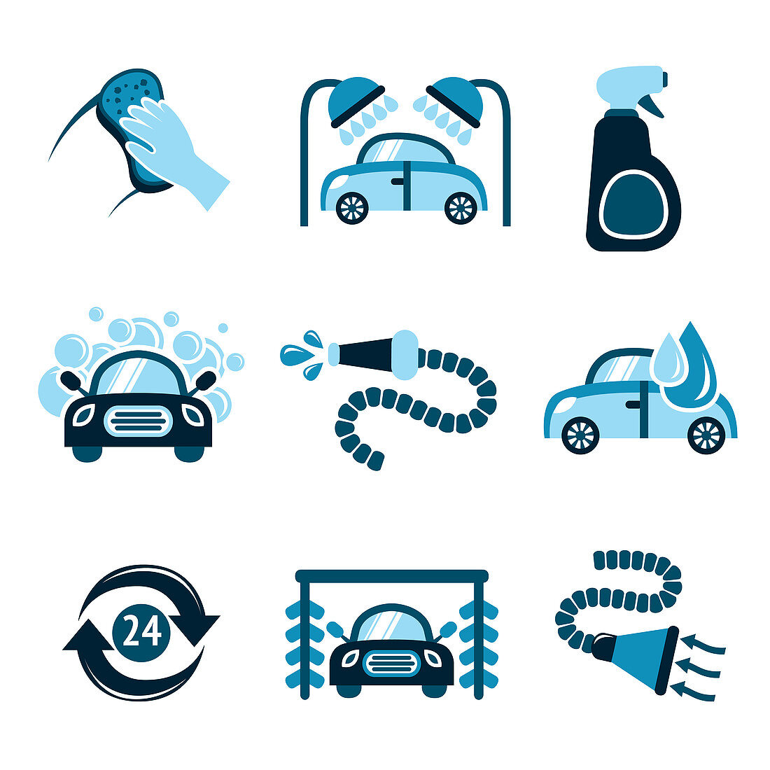 Car wash icons, illustration